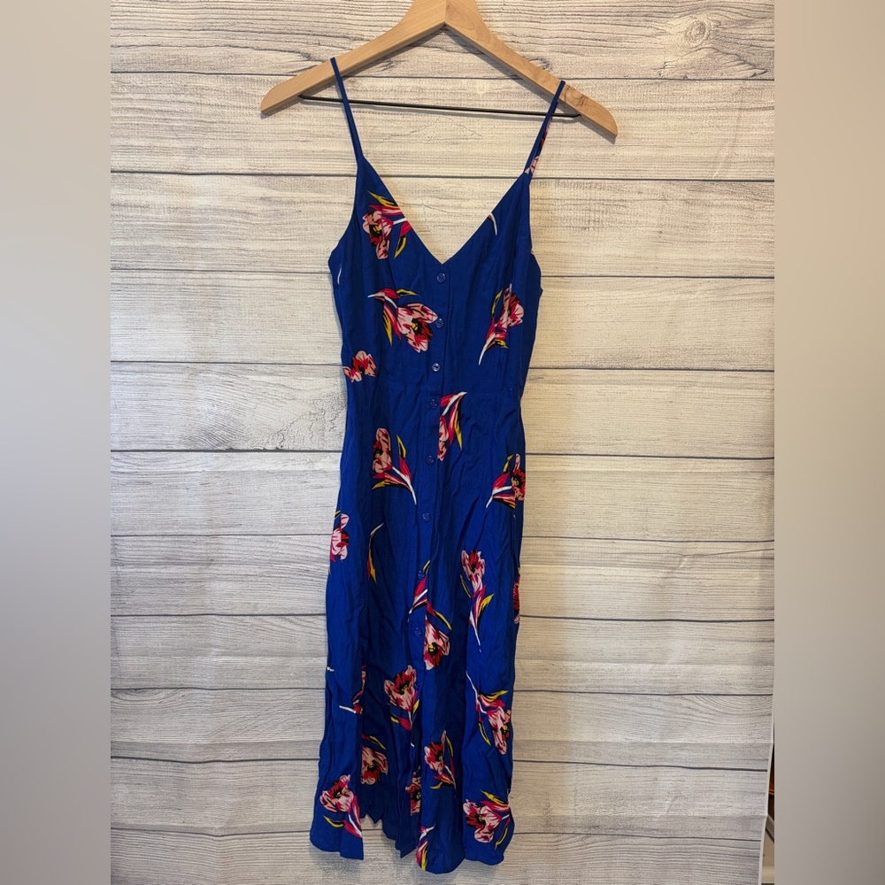 Floral Blue Spaghetti Strap Dress